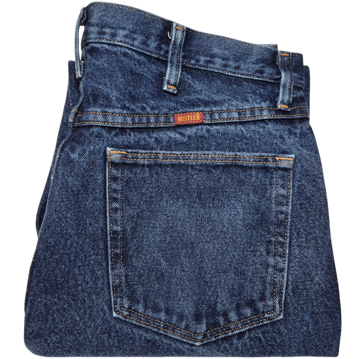 Vintage Rustler Jeans 90's Dark Blue Classic Heavy Rigid Denim Bottoms W34