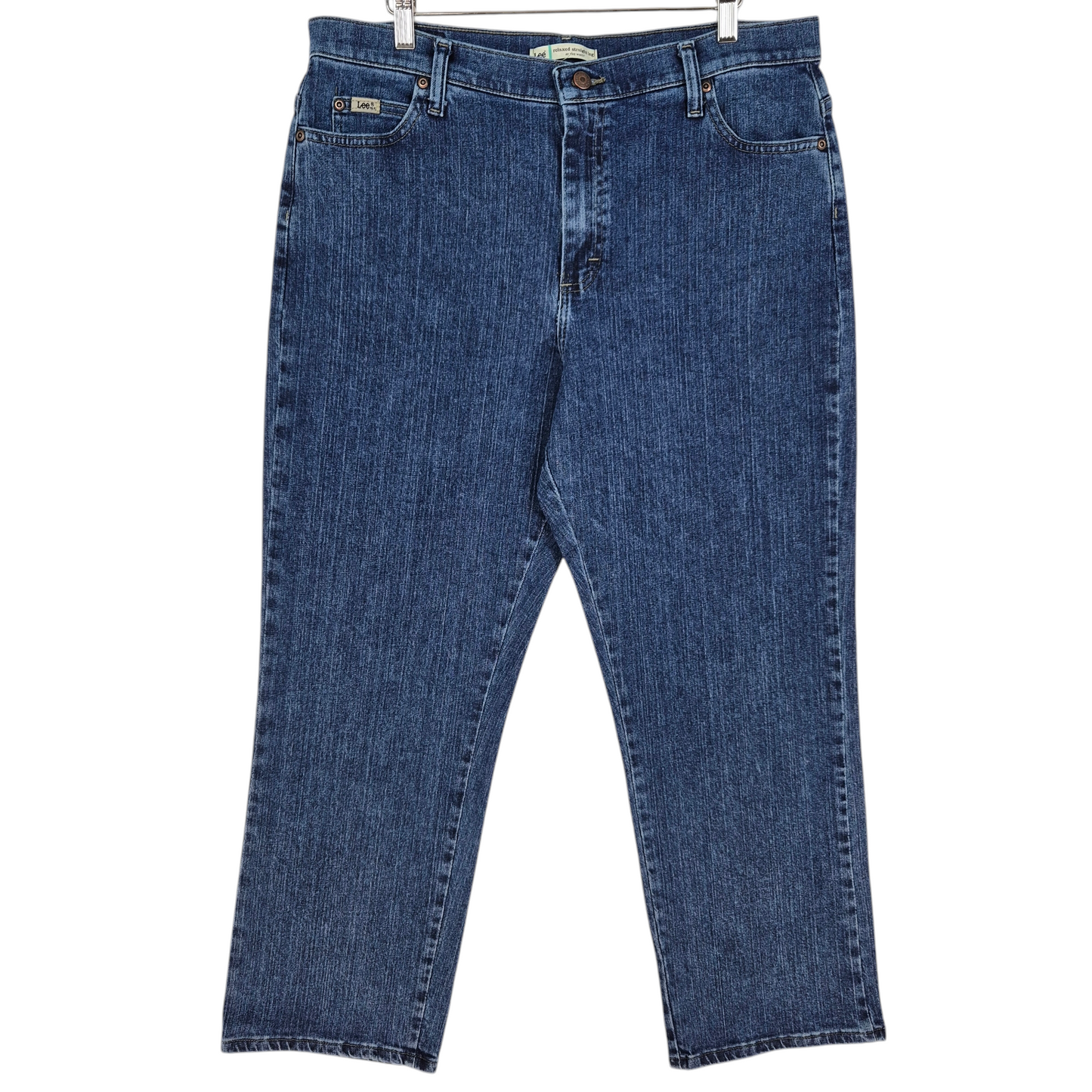 Vintage Lee Jeans Womens Dark Blue Relaxed Straight Leg Stretch Denim Bottoms W34