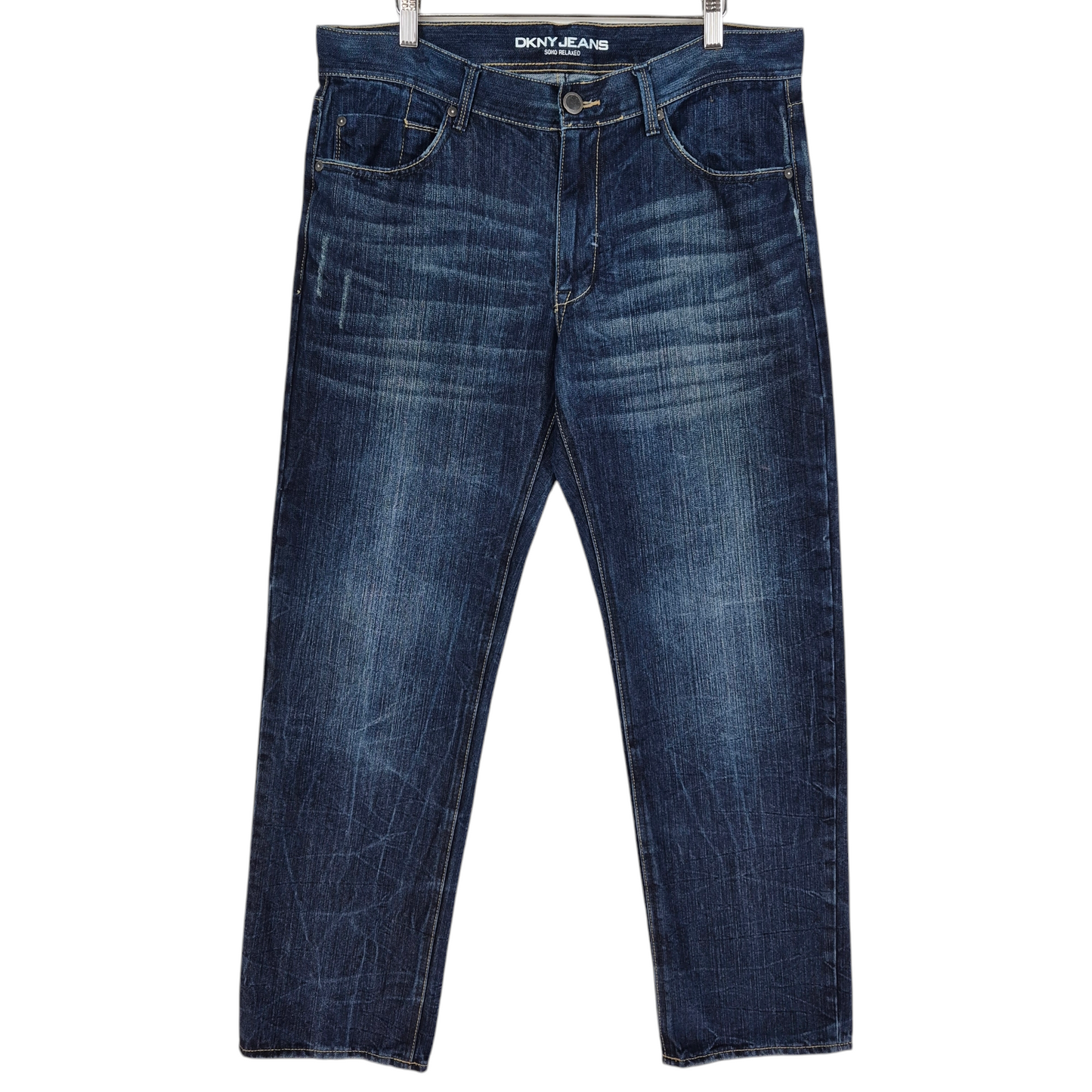 DKNY Jeans Dark Blue Soho Relaxed Straight Leg Denim Bottoms W35
