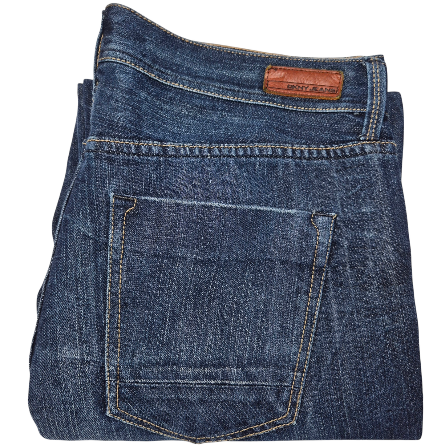 DKNY Jeans Dark Blue Soho Relaxed Straight Leg Denim Bottoms W35
