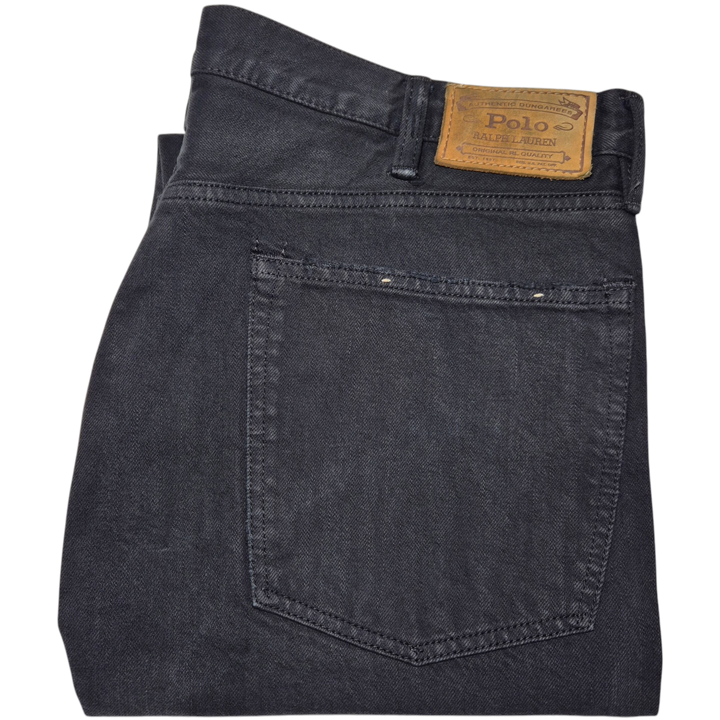 Vintage Polo Ralph Lauren Jeans Black Heavy Straight Leg Tall Denim W39