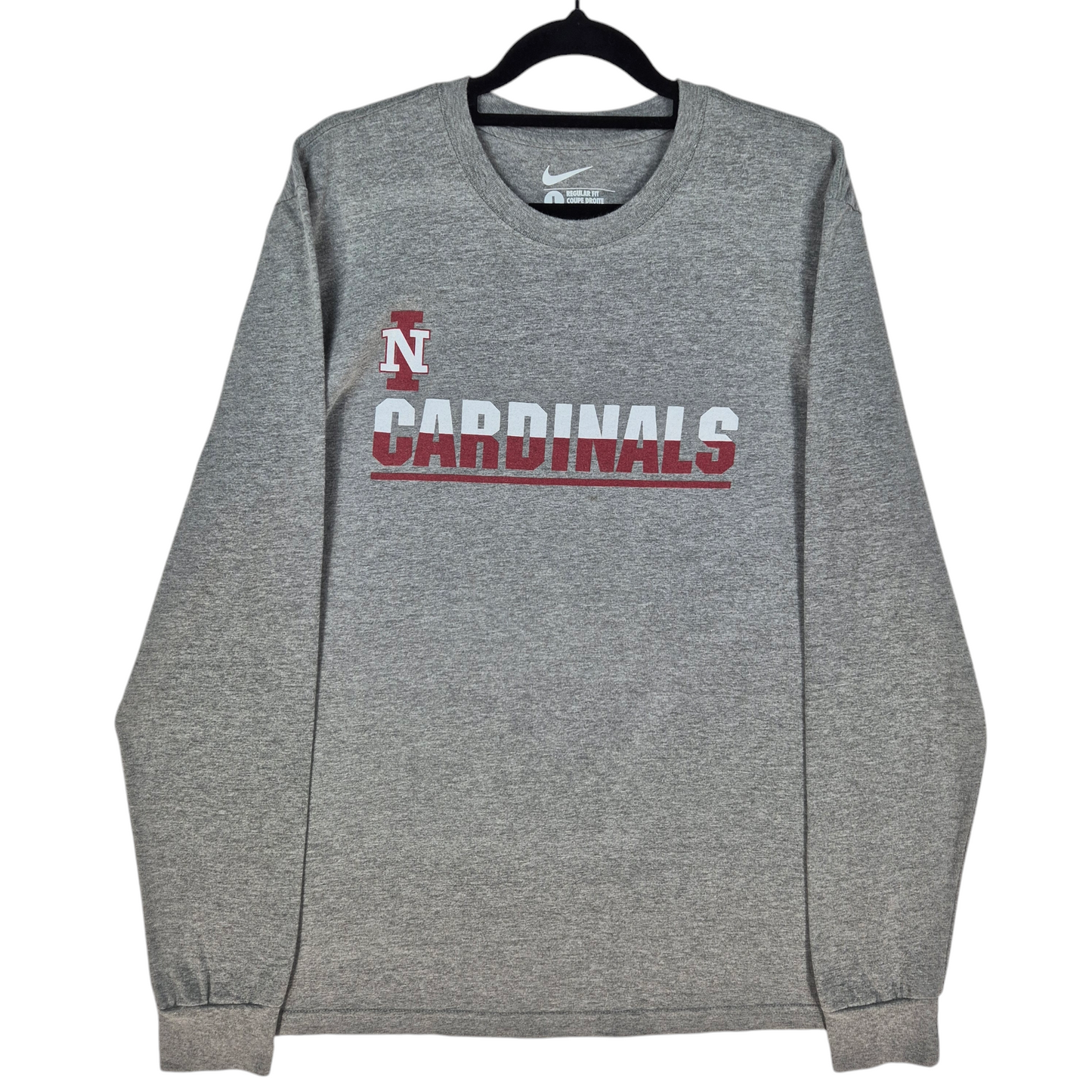 Nike Grey Cardinals Long Sleeve Regular Fit Cotton Tee Shirt Size L