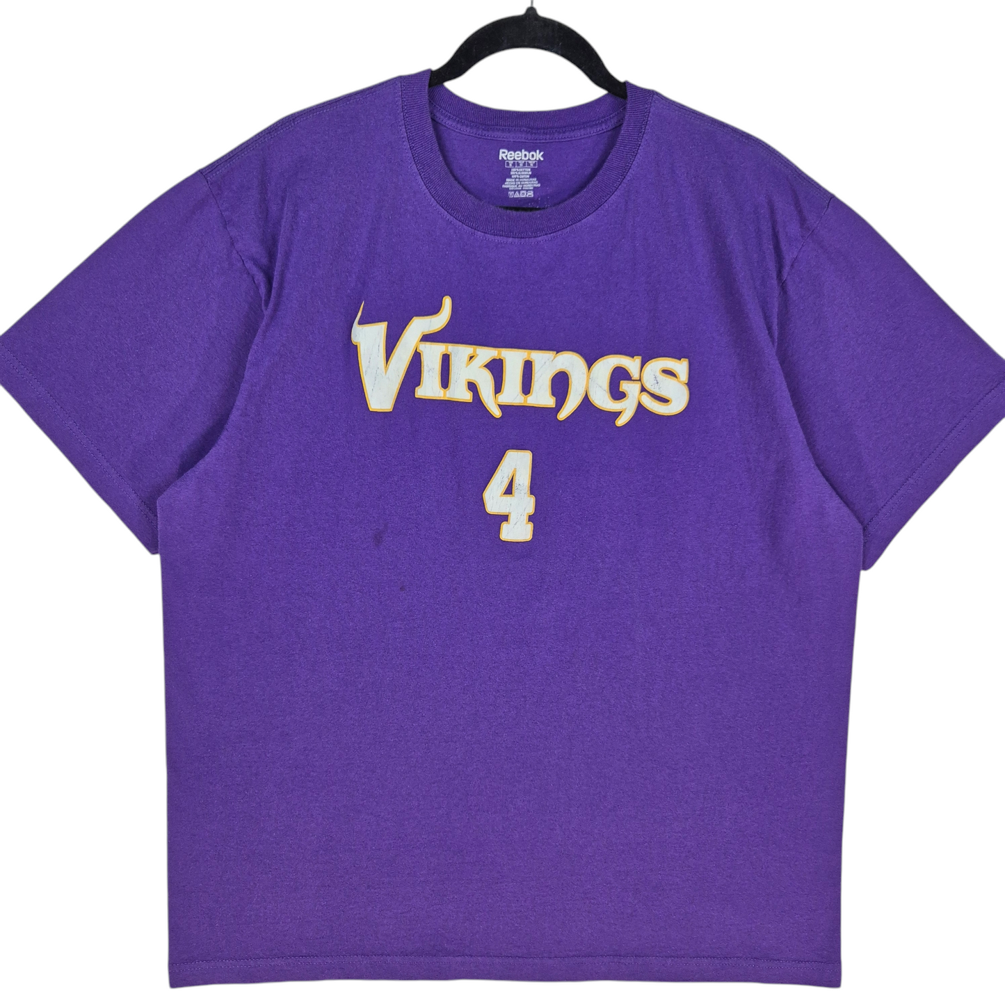 Reebok NFL Minnesota Vikings Purple Brett Favre 4 Cotton Tee Shirt Size XL