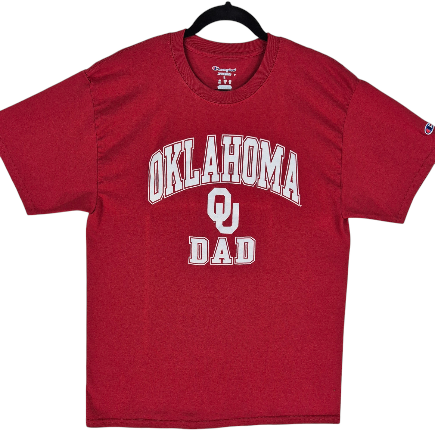 Champion Oklahoma Dad Red Cotton Tee Shirt Size L