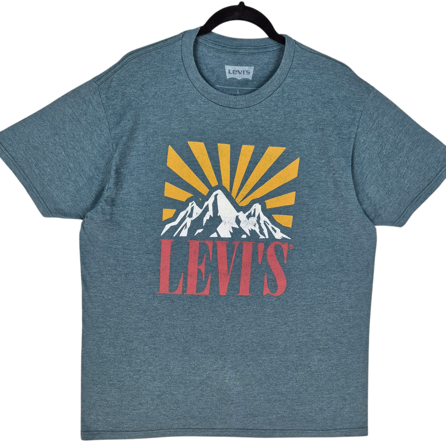 Levis Steel Blue Monogram Stretch Cotton Tee Shirt Size L