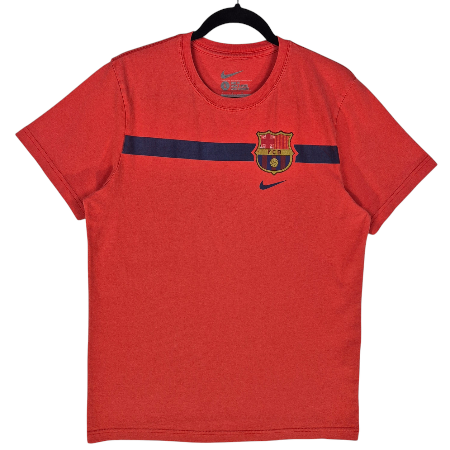 Nike FC Barcelona Peach Orange Slim Fit Cotton Tee Shirt Size L