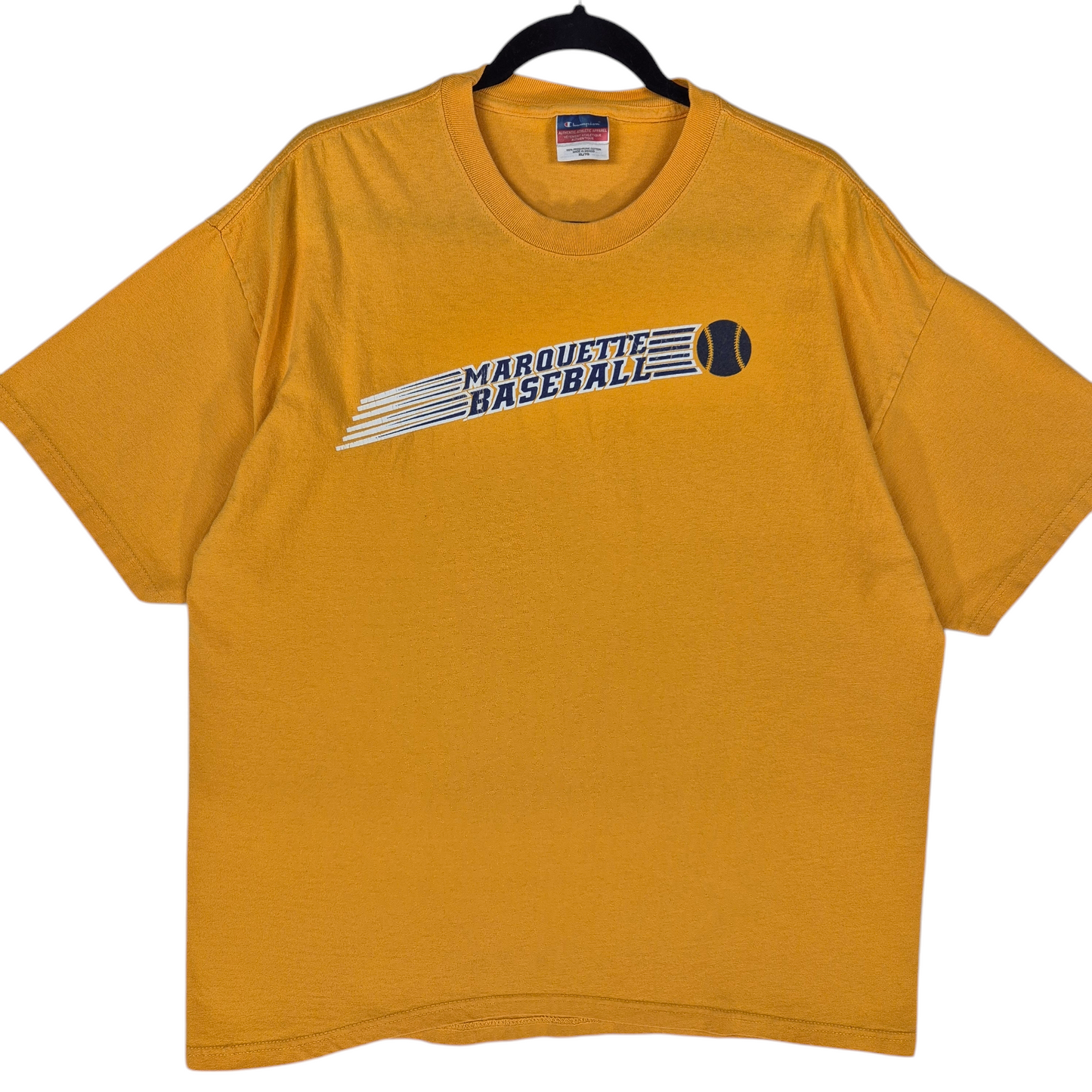 Vintage Champion 2000's Yellow Marquette Baseball Cotton Tee Shirt Size XL