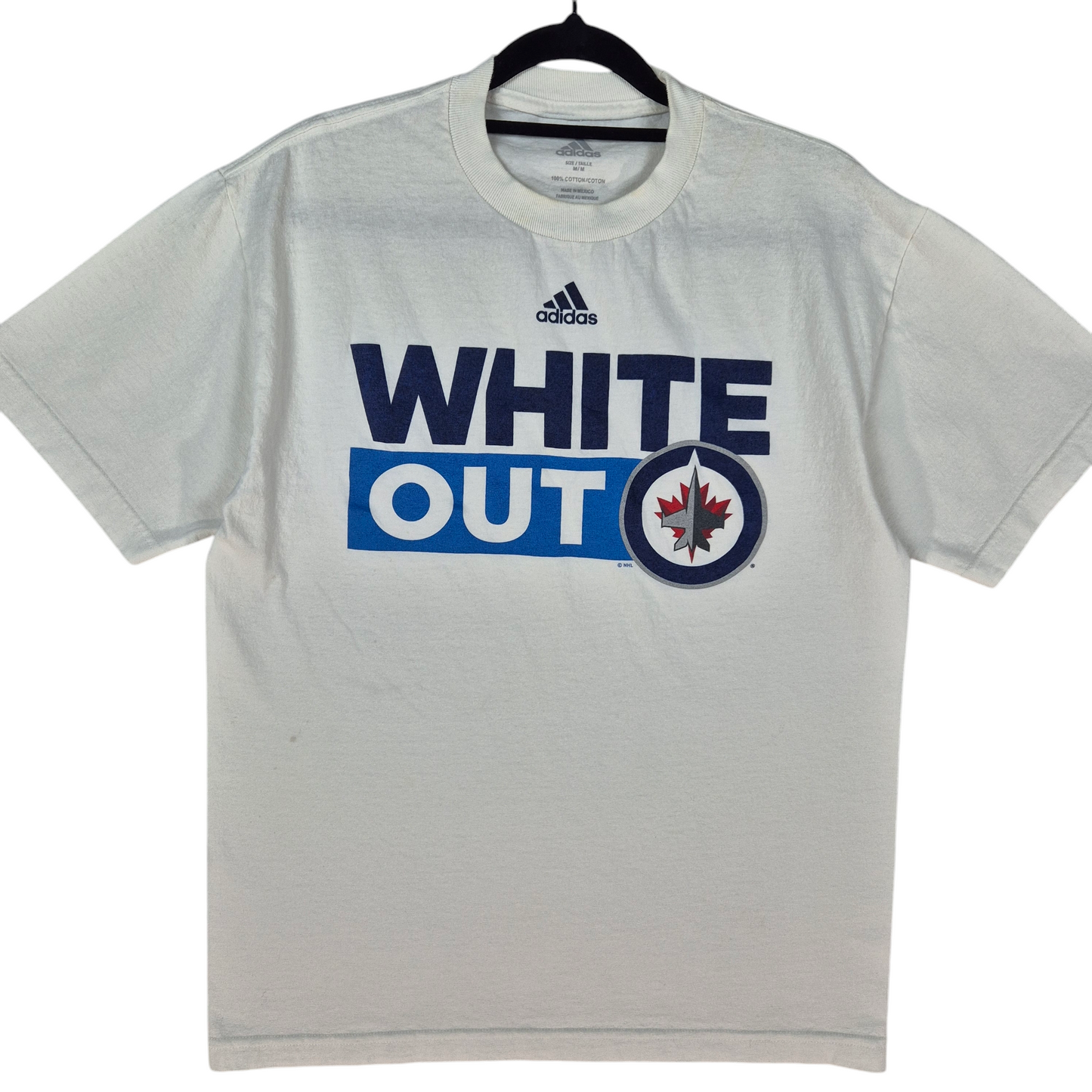 Adidas 2000's NHL Winnipeg Jets White Cotton Tee Shirt Size M