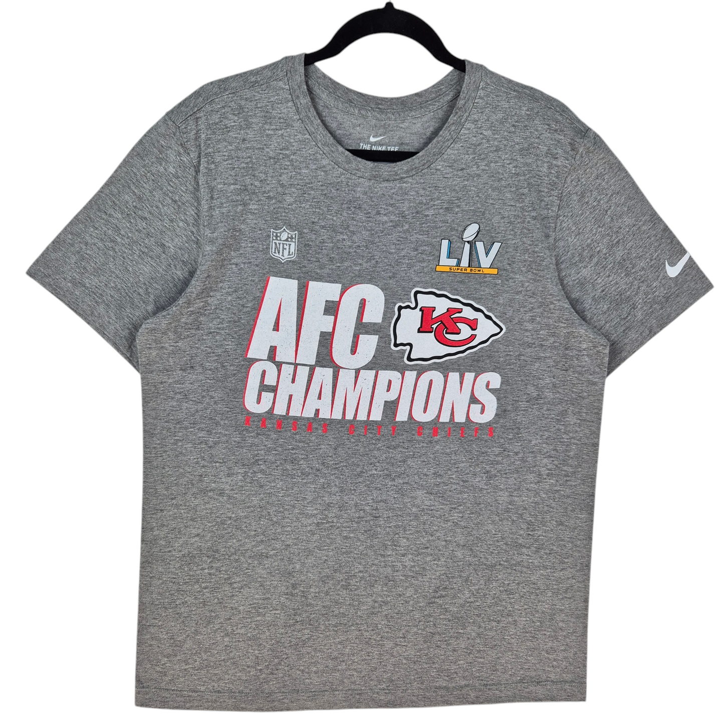Nike NFL Kansas City Chiefs Grey 2019 AFC Champions Tee Shirt Size M