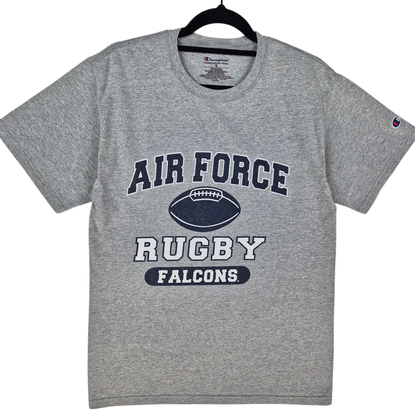Champion Air Force Rugby Falcons Grey Cotton Tee Shirt Size S