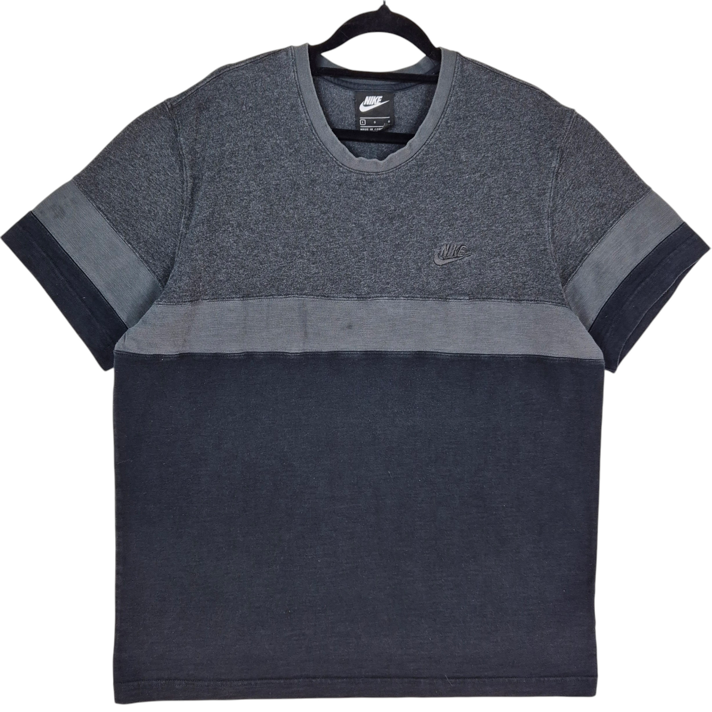 Nike Black & Grey Cotton Tee Shirt Size L