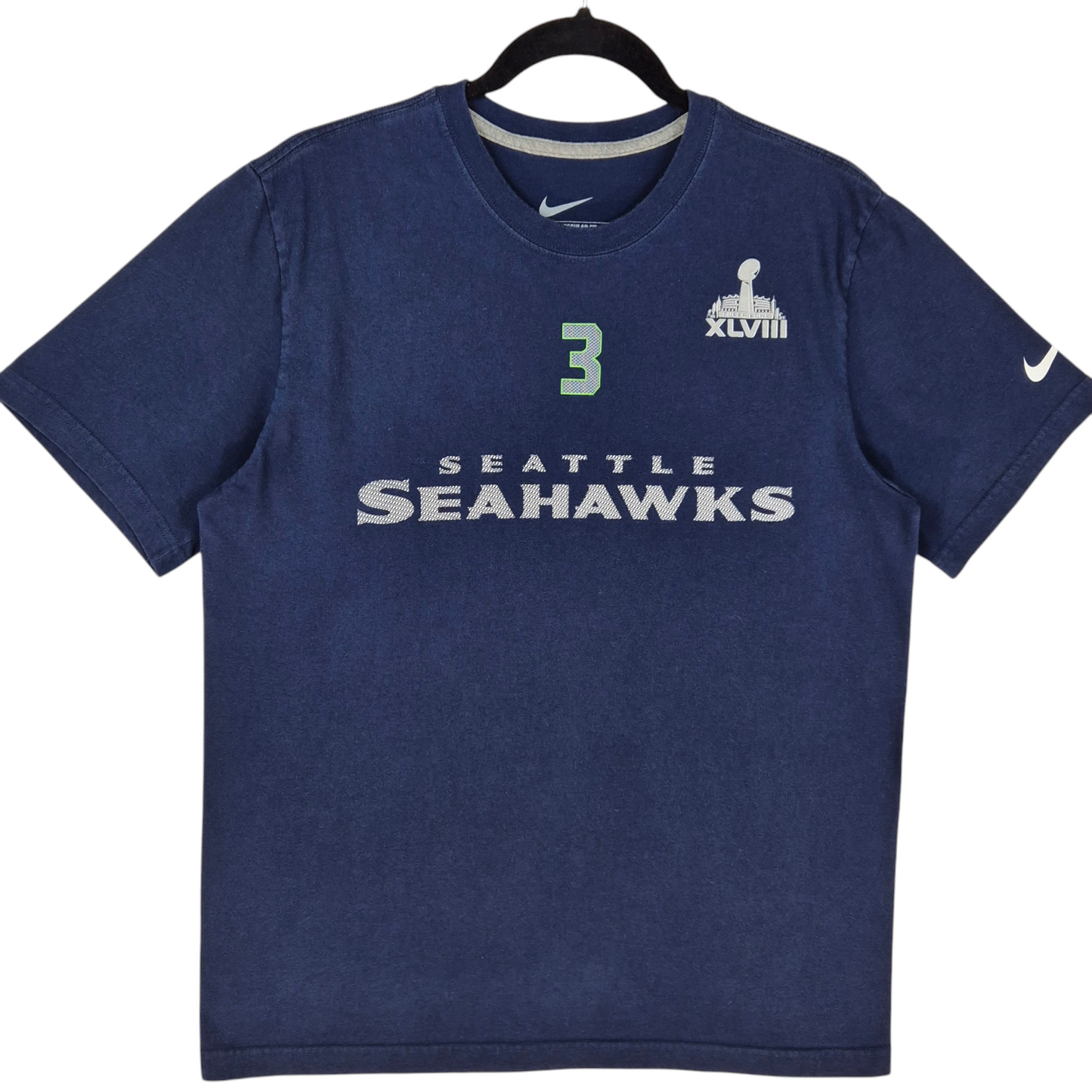 Nike NFL Seattle Seahawks Dark Blue Wilson 3 Regular Fit Tee Shirt Size M
