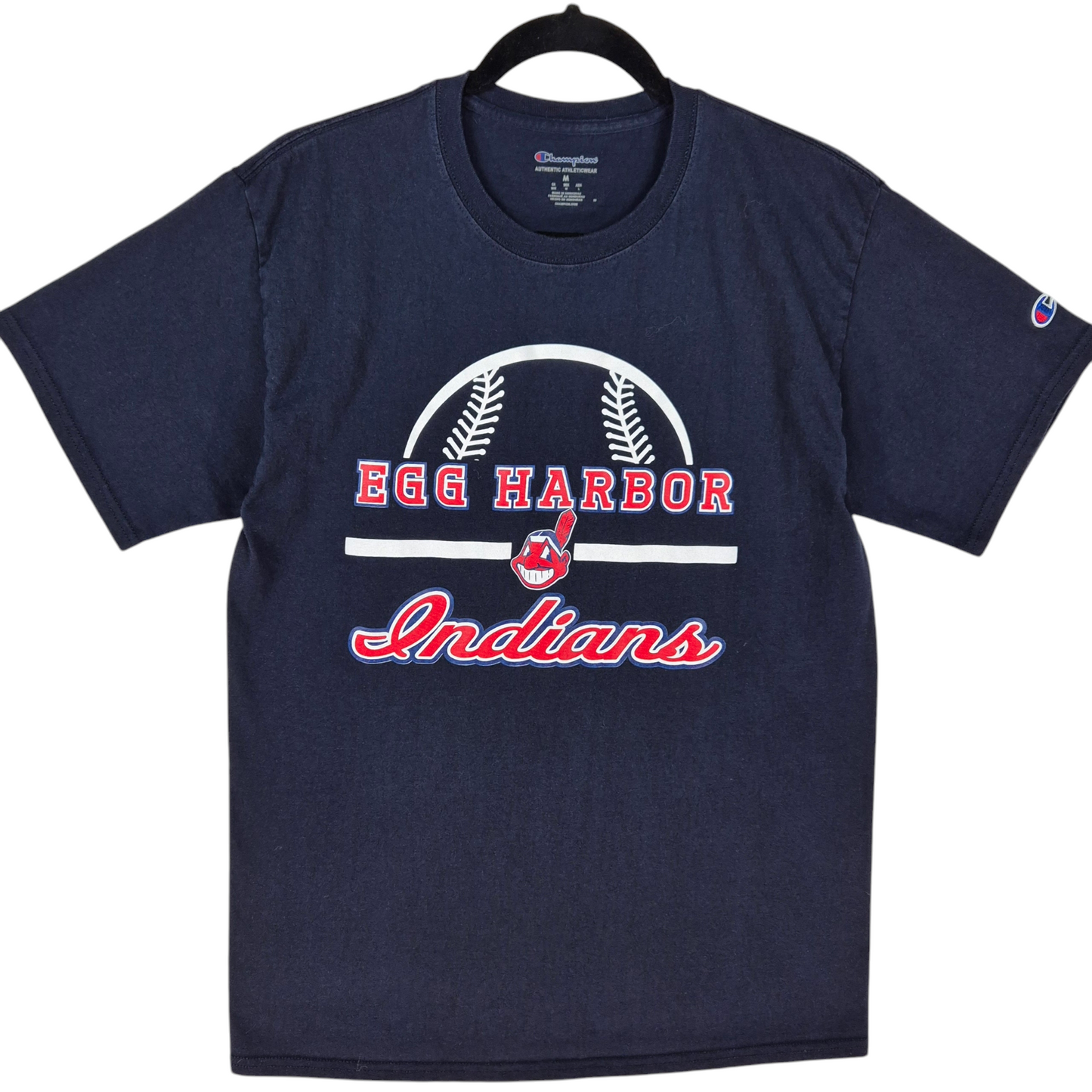 Champion Dark Blue Cleveland Indians Egg Harbor Cotton Tee Shirt Size M