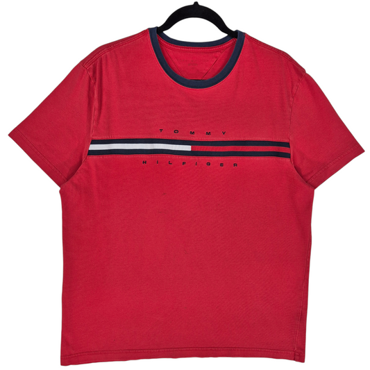 Tommy Hilfiger Red Embroidered Tee Shirt Size L