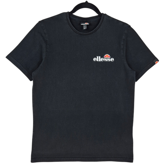 Ellesse Black Basic Embroidered Cotton Tee Shirt Size M