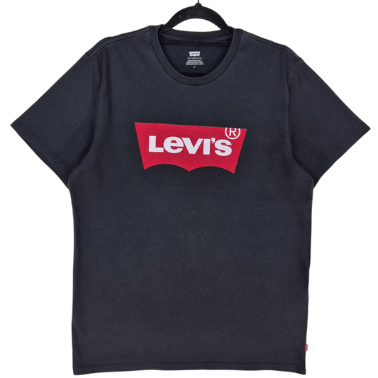 Levis Black Batwing Monogram Cotton Tee Shirt Size M