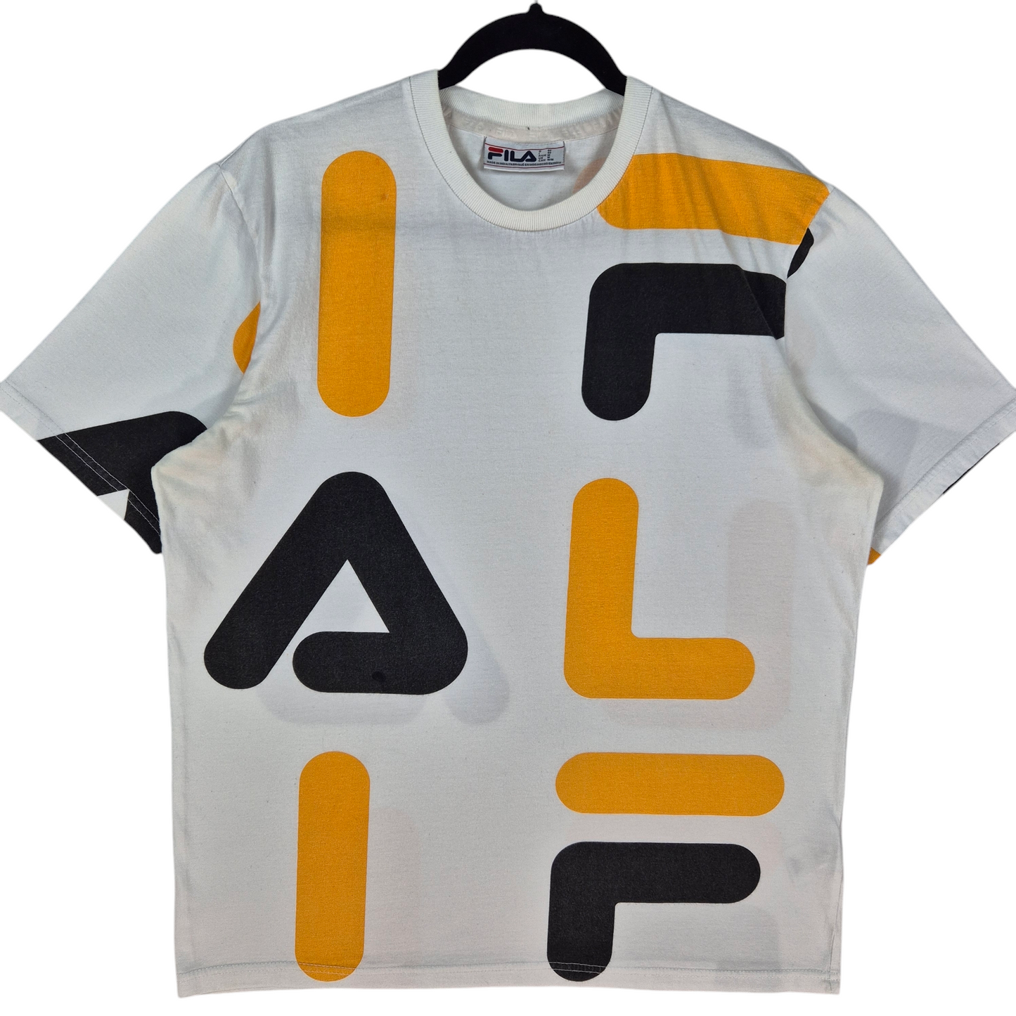 FILA White All Over Pattern Cotton Tee Shirt Size M