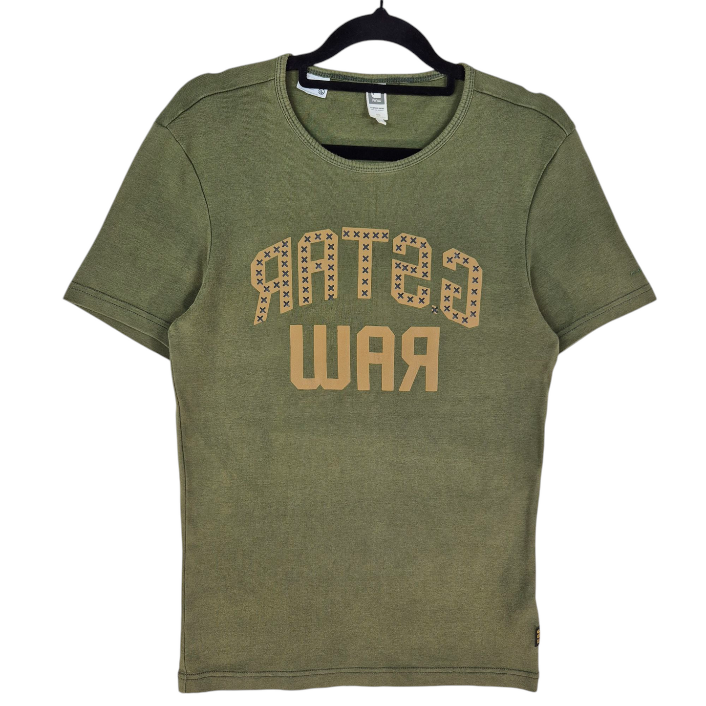 G Star Raw Womens Khaki Green Stretch Cotton Tee Shirt Size M