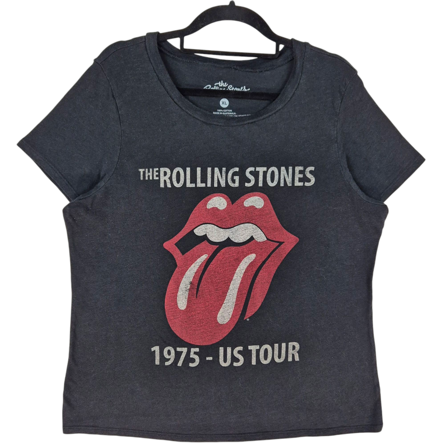 The Rolling Stones Womens Black Stretch Cotton Tee Shirt Size XL