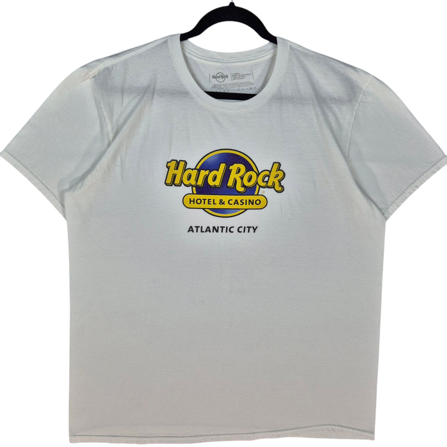 Hard Rock Cafe Atlantic City White Cotton Tee Shirt Size XL