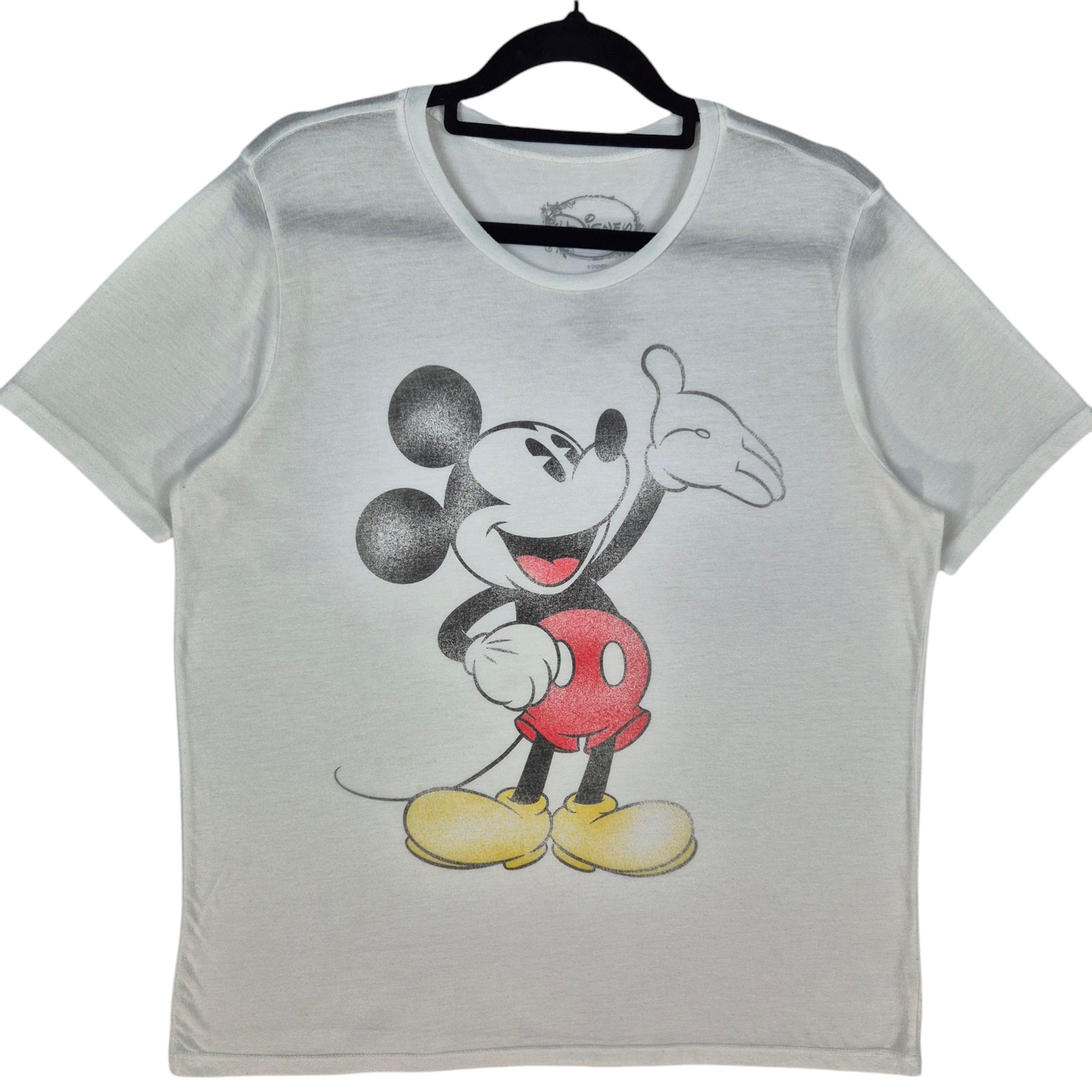 Disney Mickey Mouse Womens White Stretch Tee Shirt Size XL