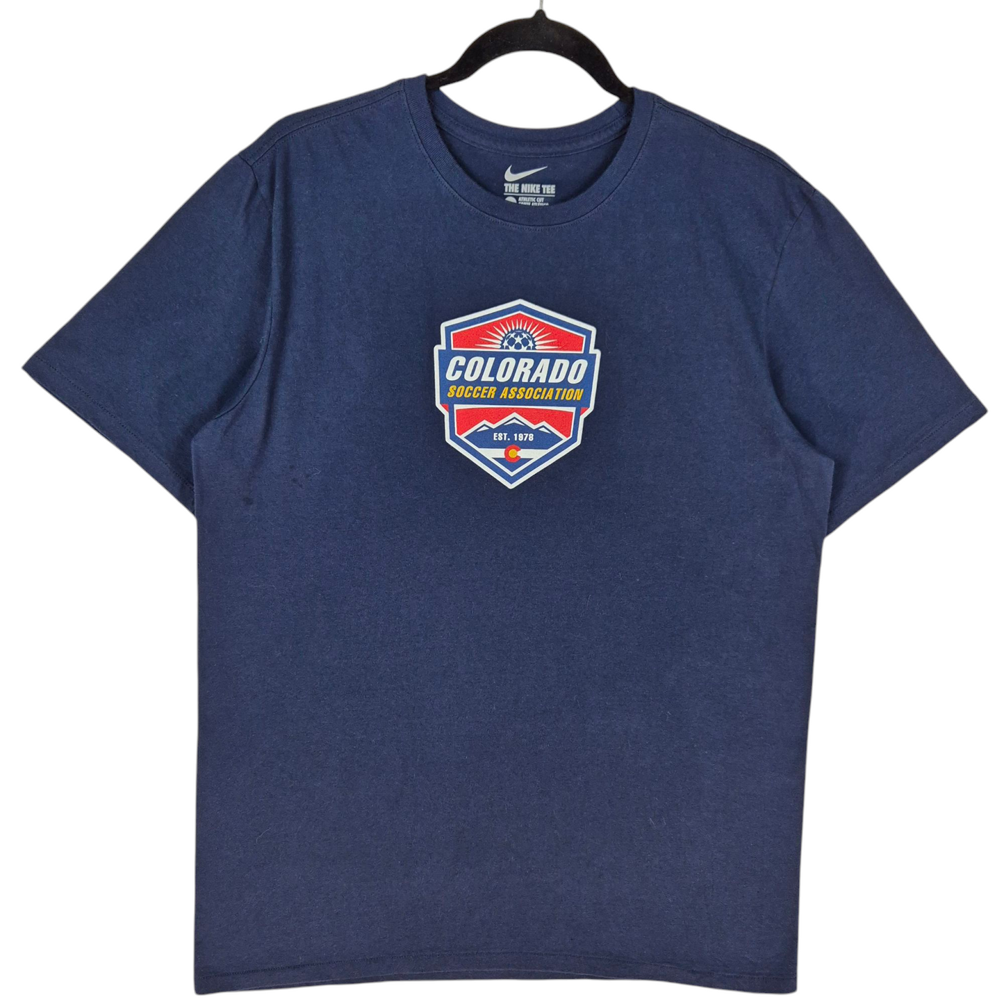 Nike Dark Blue Colorado Soccer Association Athletic Cut Tee Shirt Size L