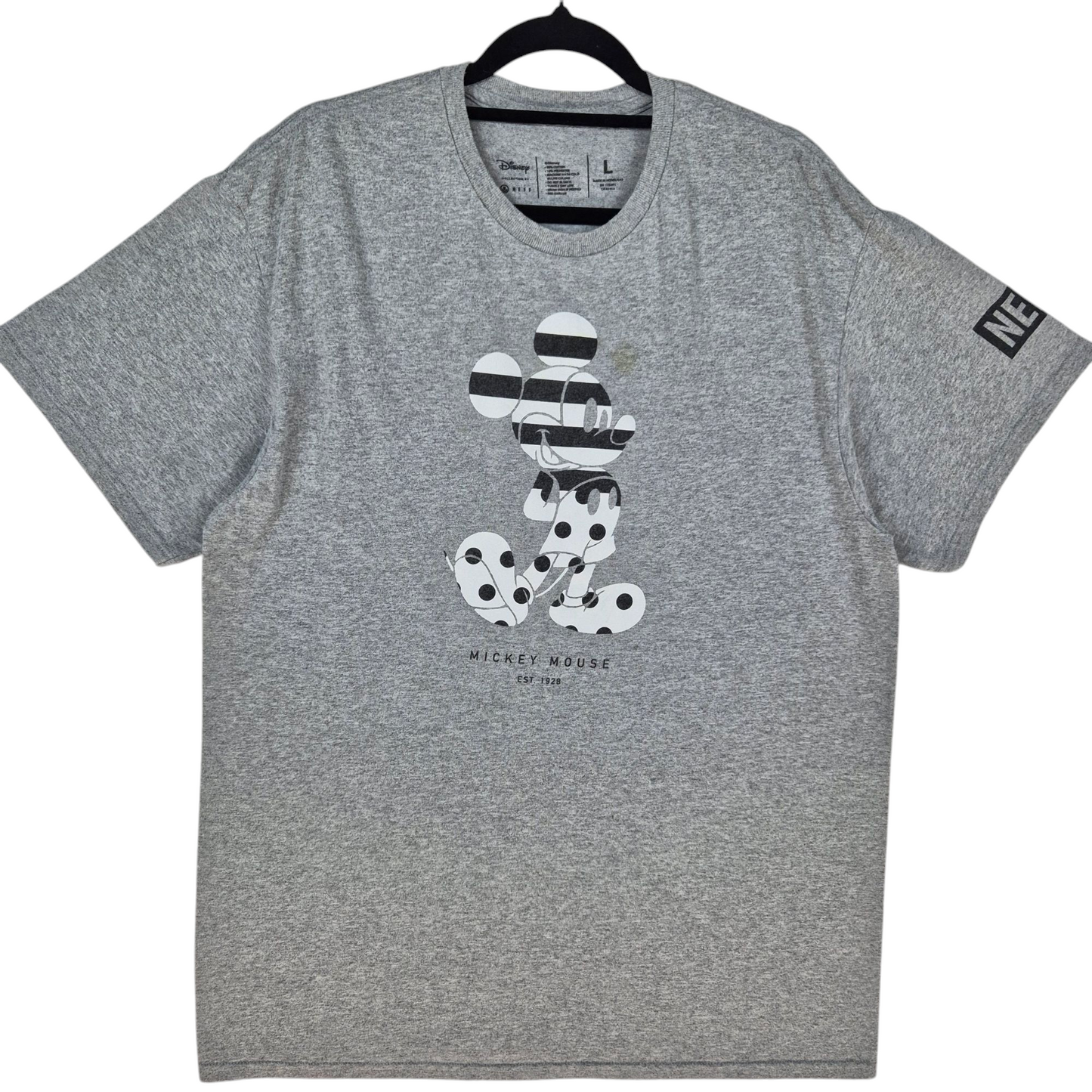 Disney Mickey Mouse Grey Stretch Cotton Tee Shirt Size L