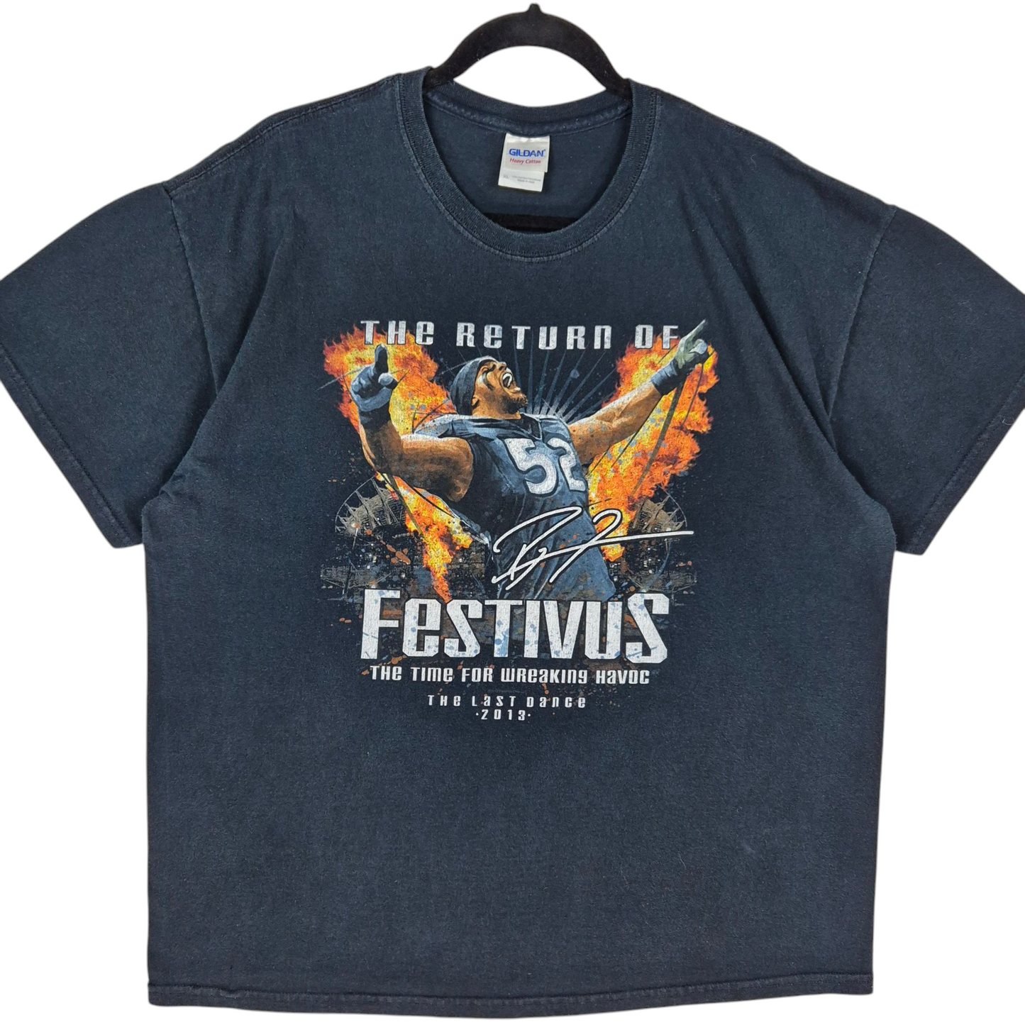 Raw Lewis Baltimore Ravens 2013 Black Cotton Tee Shirt Size XL