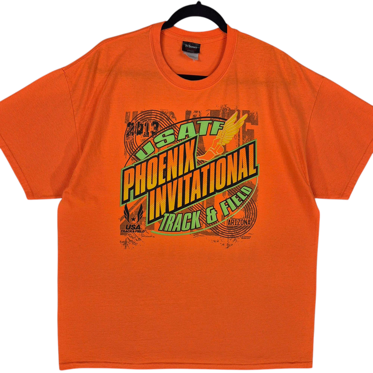 2013 USA Track & Field Phoenix Invitational Orange Tee Shirt Size XL