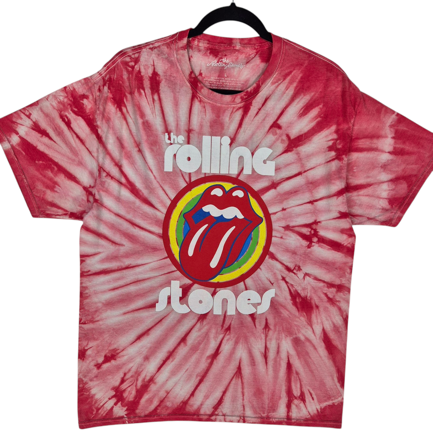 The Rolling Stones Red & White Tie Dye Cotton Tee Shirt Size L