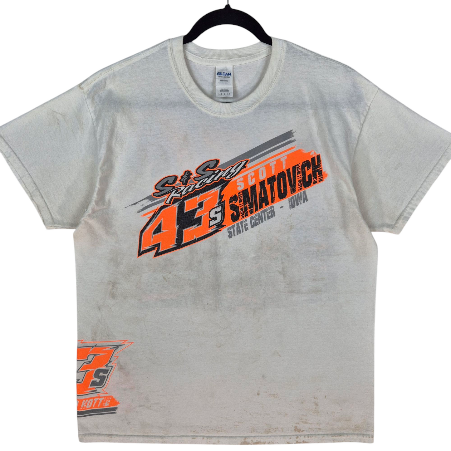 S&S Racing Scott Simatovich 43 State Center Iowa White Tee Shirt Size L