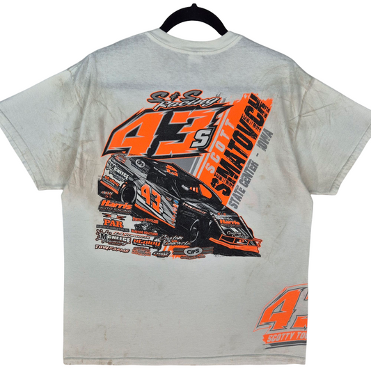 S&S Racing Scott Simatovich 43 State Center Iowa White Tee Shirt Size L