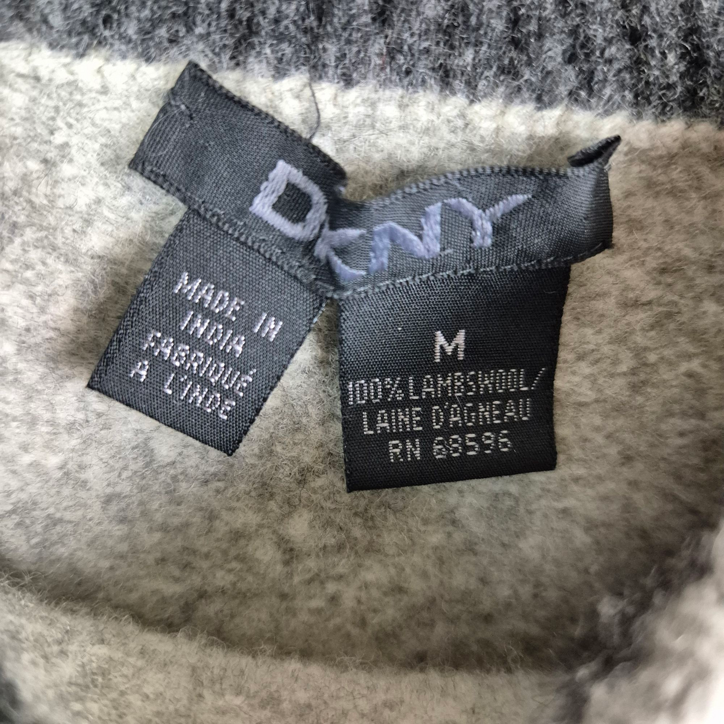 Vintage DKNY Womens Light Grey Wool Knit Sweater Size M