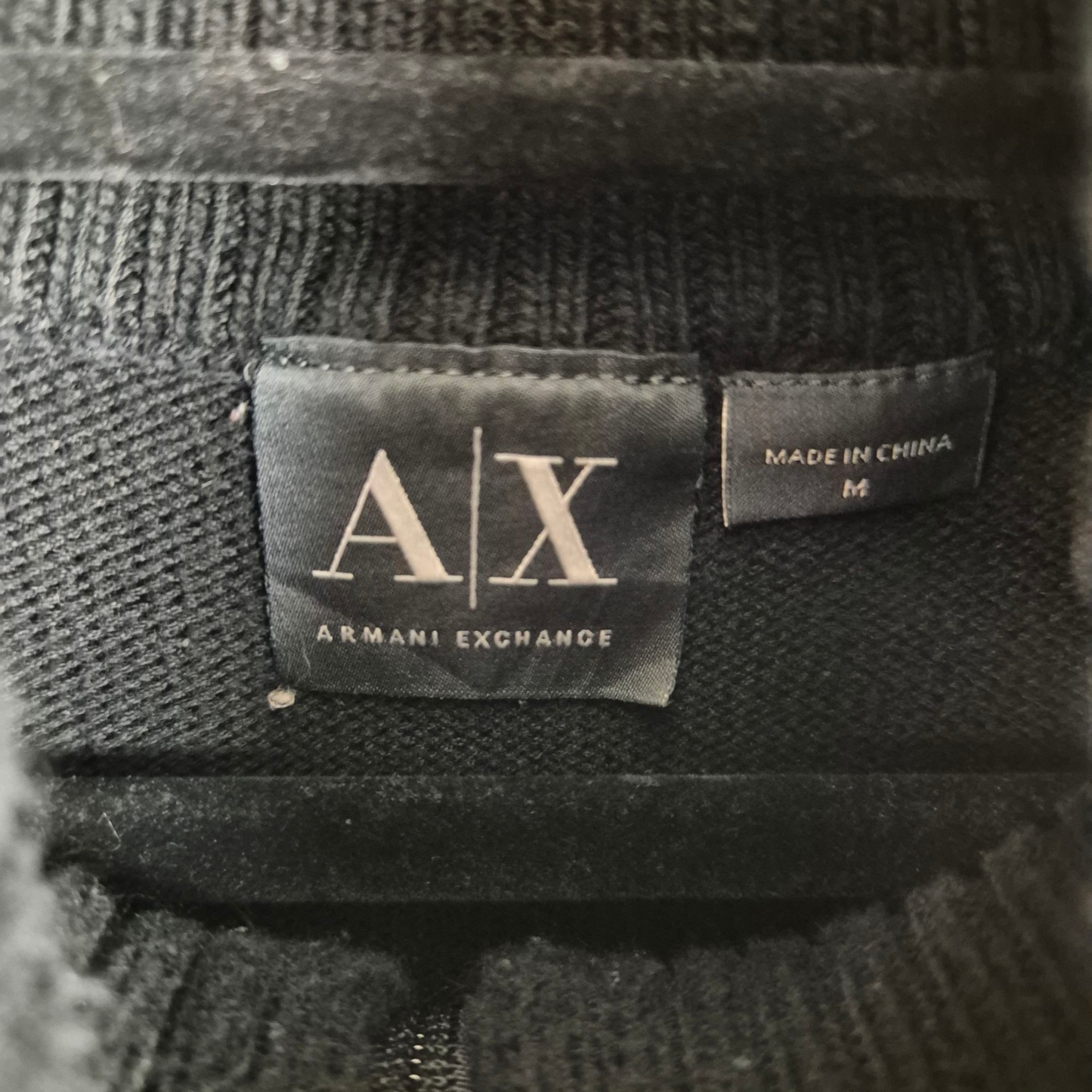 Armani Exchange Black Asymmetric Zip Knit Sweater Size M