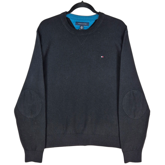 Tommy Hilfiger Black Lux Cotton Crewneck Knit Sweater Size L