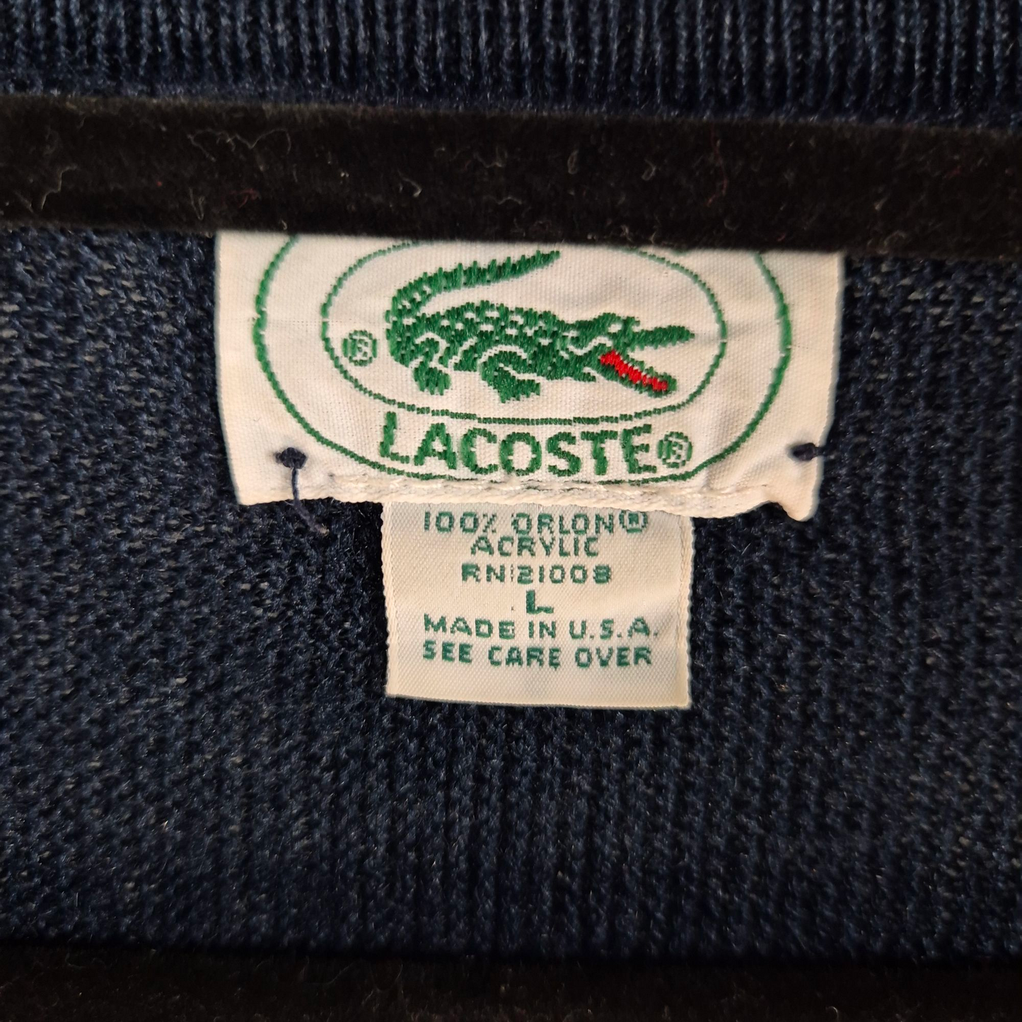 Vintage Izod Lacoste 80's Dark Blue USA Made Acrylic Knit Sweater Size L