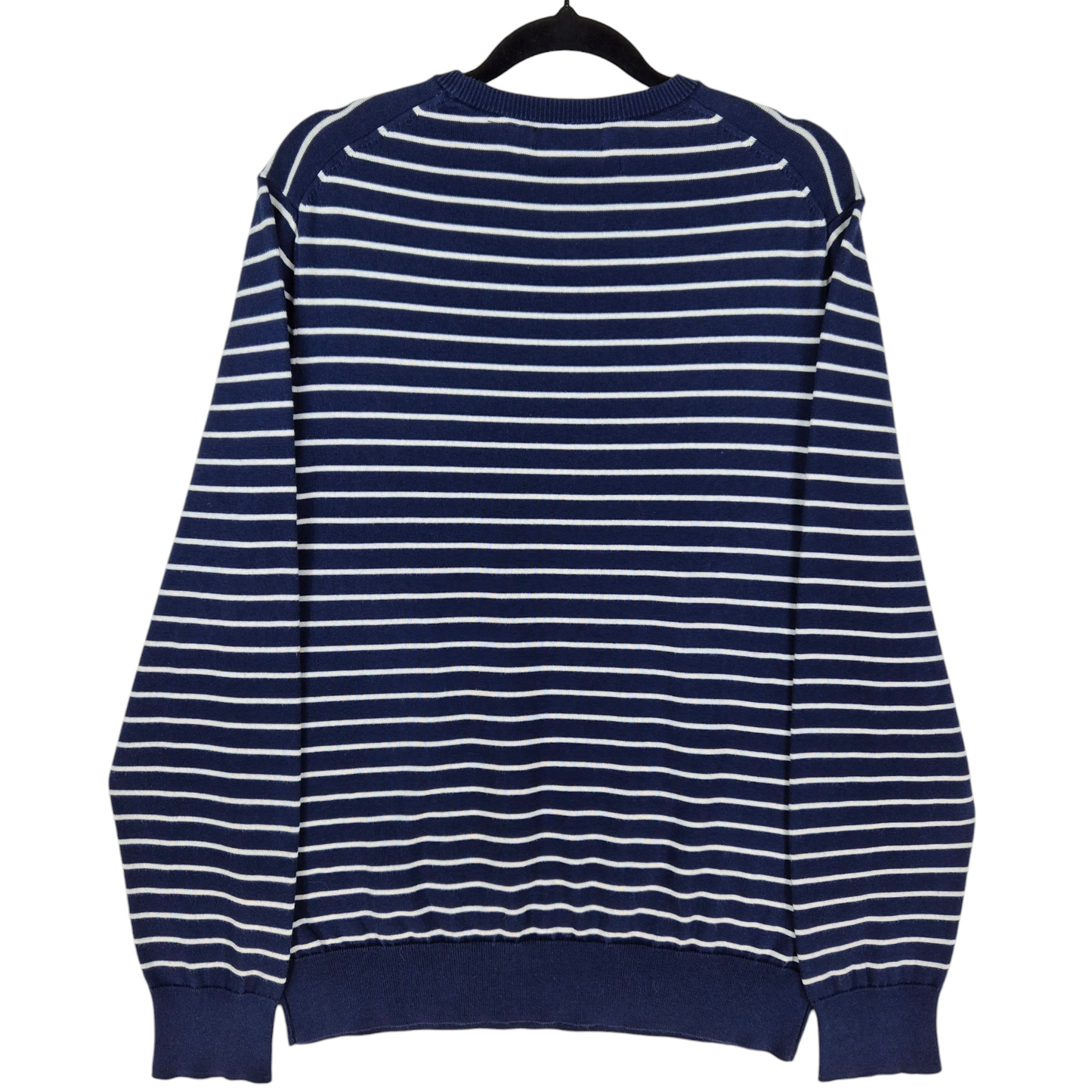 Calvin Klein Dark Blue & White Striped Crewneck Knit Sweater Size M