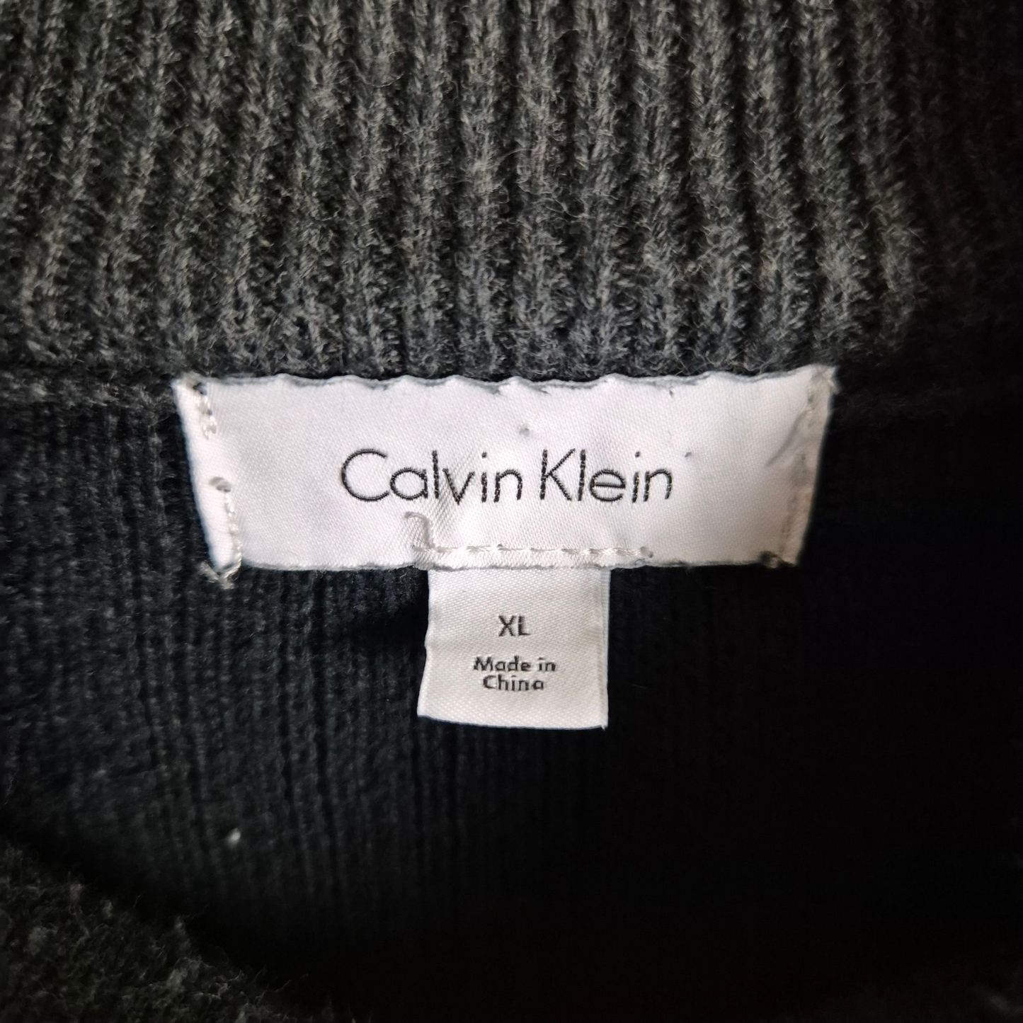 Calvin Klein Black Quarter Zip Knit Sweater Size XL