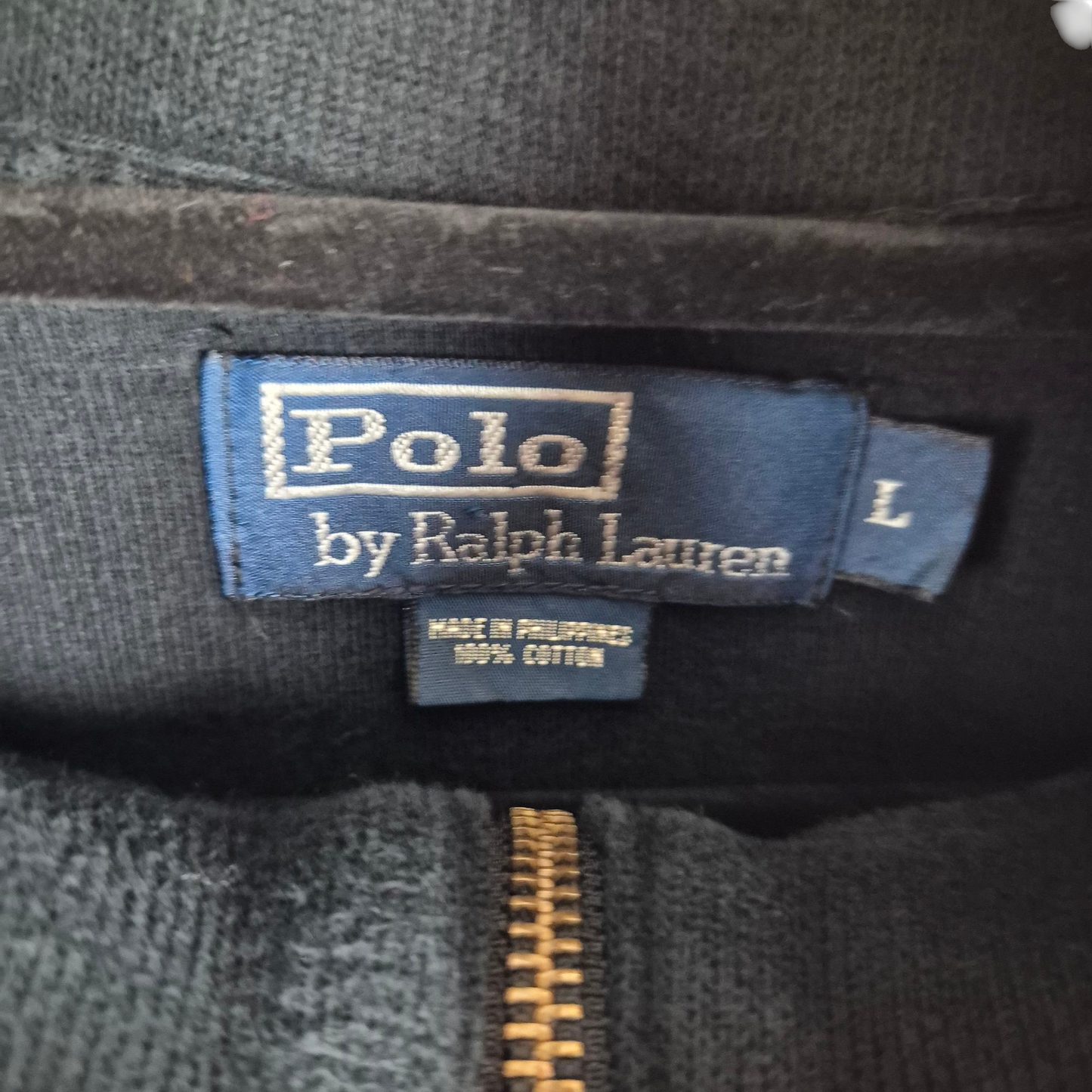 Vintage Polo Ralph Lauren 90's Black Quarter Zip Knit Sweater Size L