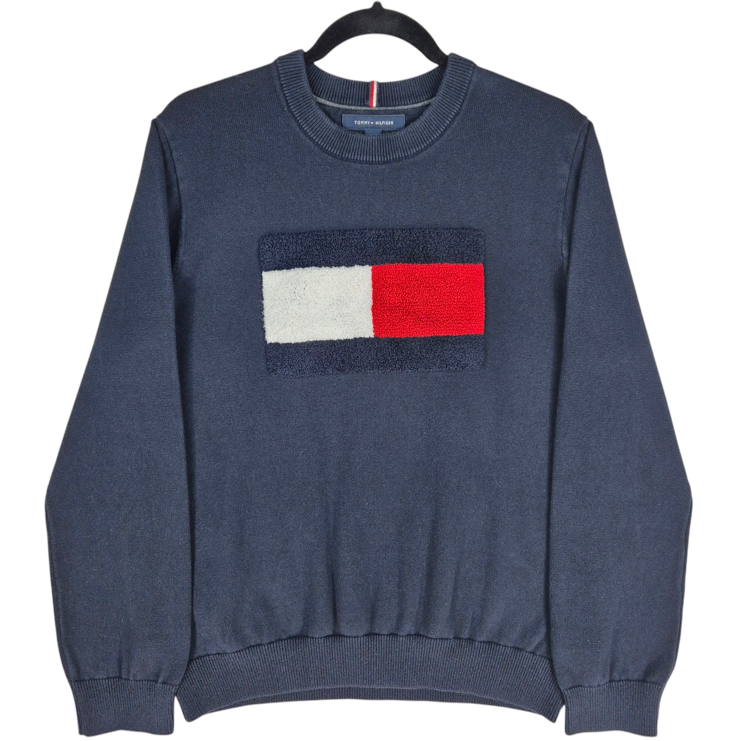 Tommy Hilfiger Dark Blue Chenille Crewneck Knit Sweater Size L