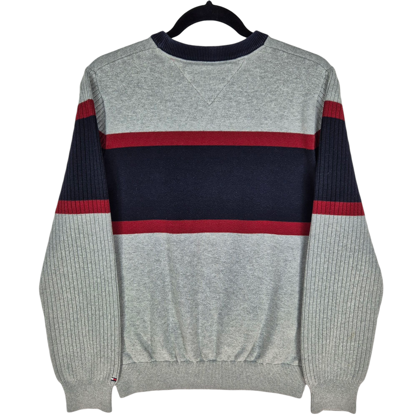 Tommy Hilfiger Grey & Dark Blue Crewneck Knit Sweater Size M