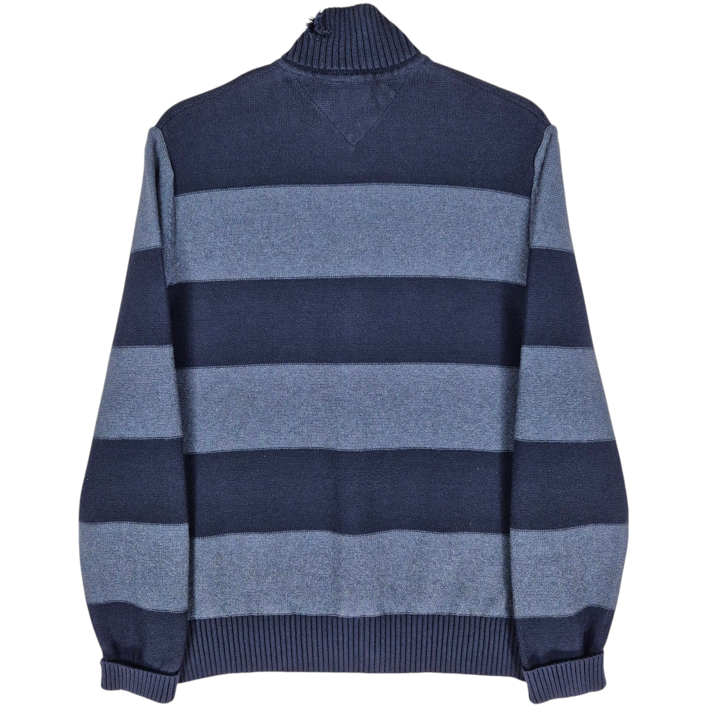 Tommy Hilfiger Dark Blue Striped Full Zip Knit Sweater Size M