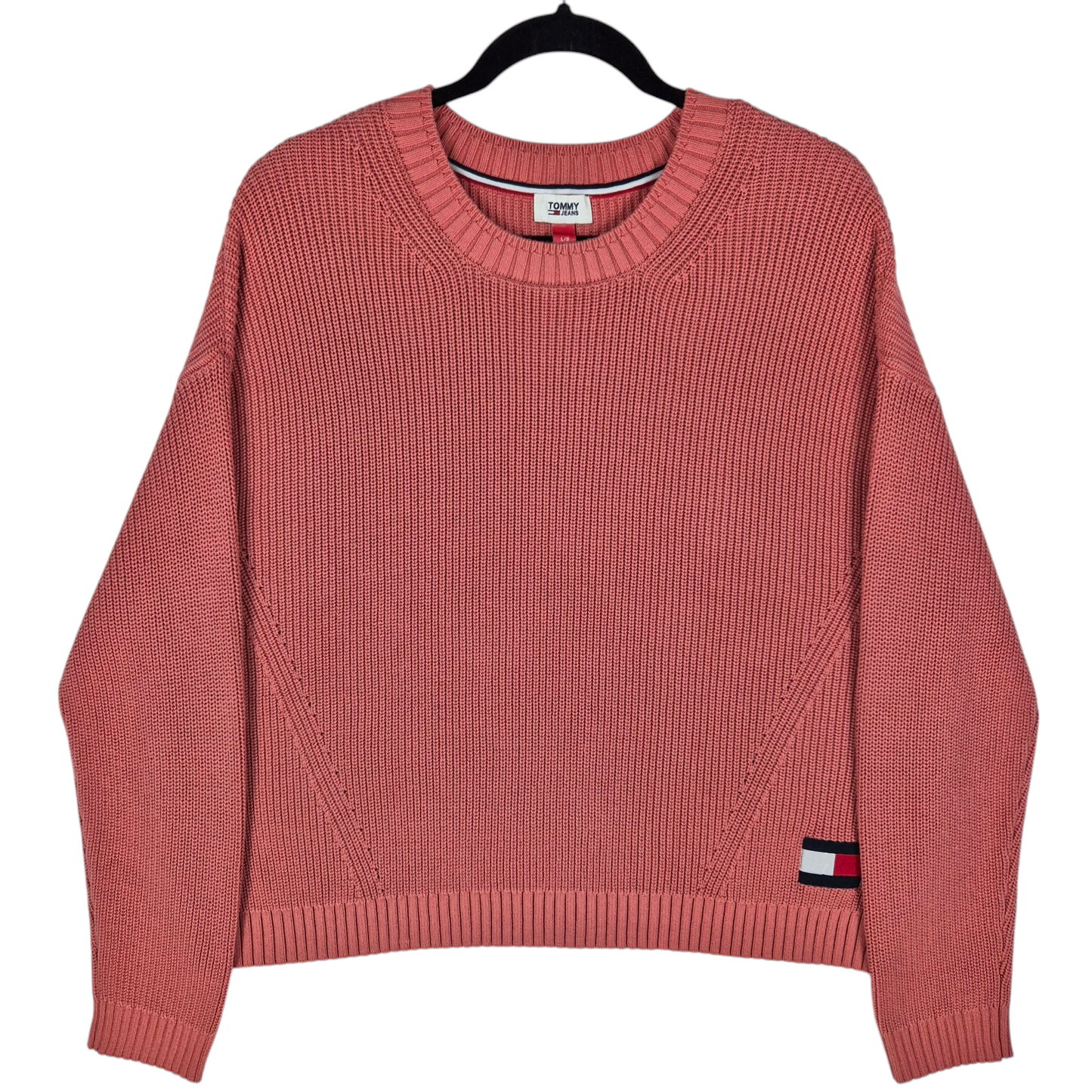 Tommy Jeans Womens Peach Pink Oversized Knit Sweater Size L