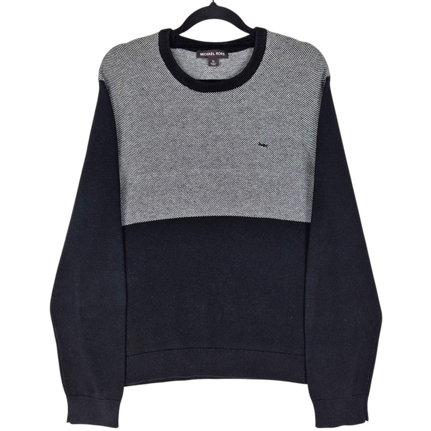 Michael Kors Black & Grey Crewneck Knit Sweater Size XL