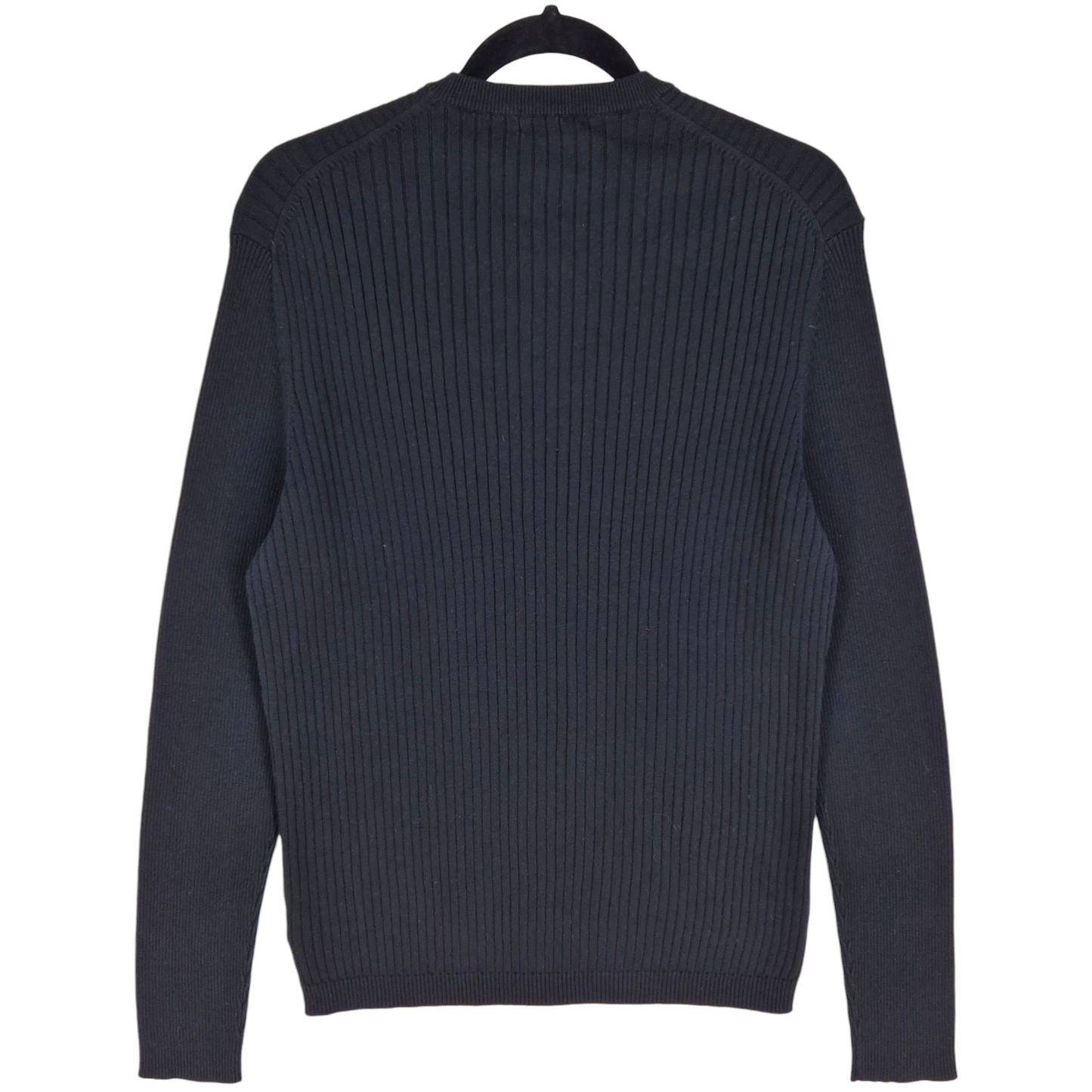 Calvin Klein Black V Neck Cable Knit Sweater Size M