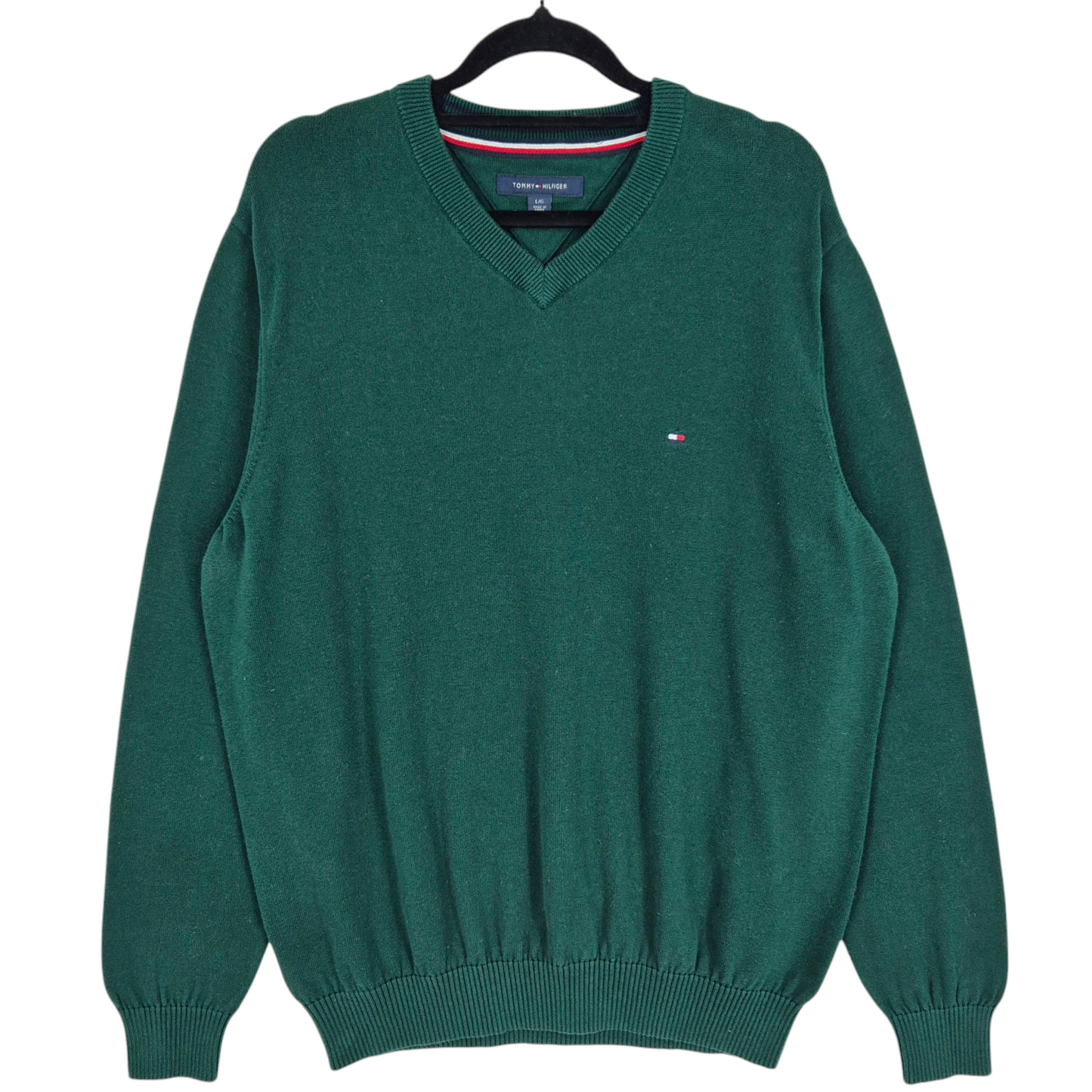 Tommy Hilfiger Green V Neck Knit Sweater Size L