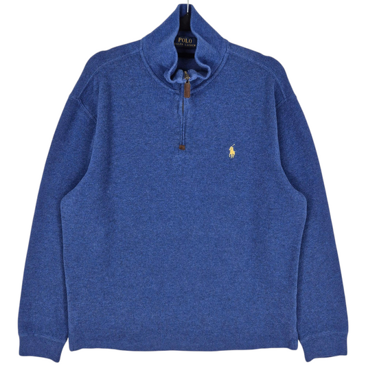 Polo Ralph Lauren Blue Quarter Zip Knit Sweater Size M