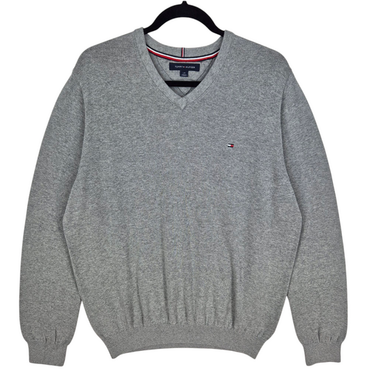 Tommy Hilfiger Grey V Neck Knit Sweater Size L