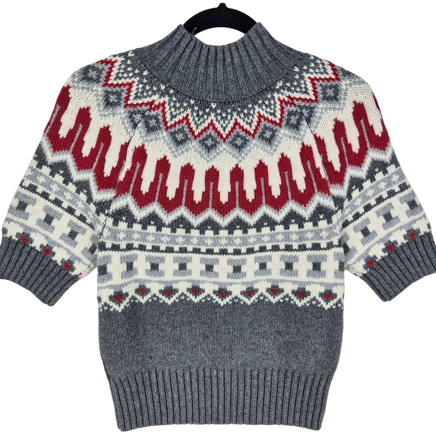 Tommy Hilfiger Womens Grey & Red 6% Rabbit Hair Slim Knit Top Size L