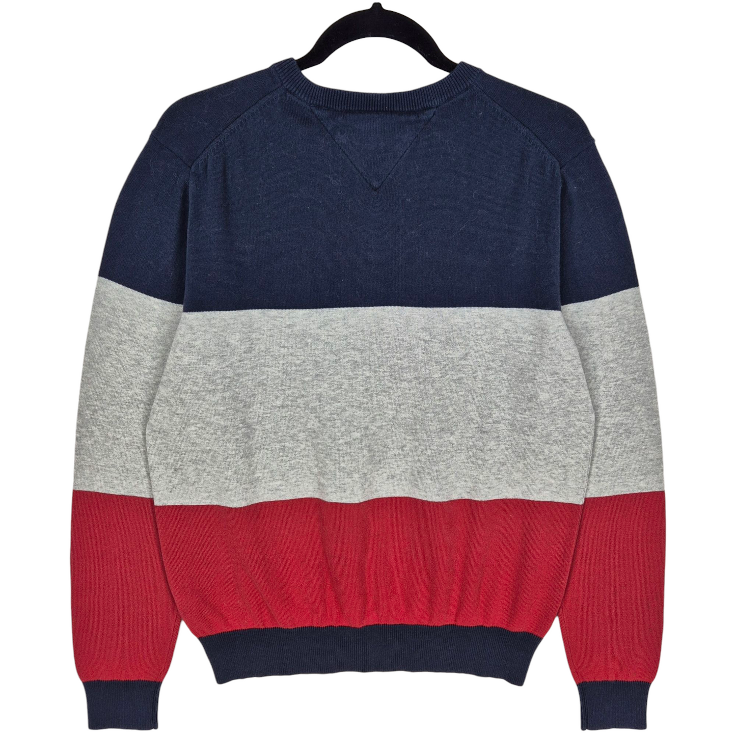 Tommy Hilfiger Blue Grey & Red Crewneck Knit Sweater Size M